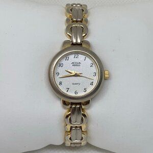 Vintage Acqua silver gold tone women watch quartz analog 23mm size 6” running